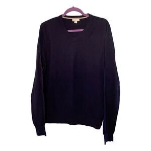 Y2K‎ Merona Sweater Navy Blue Knit Long Sleeve V-neck Pull-Over M